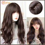 MEIFAN Synthetic Long Straight Lolita Wig with Bangs Wig Girl Cute Mixed Black Red Blonde Cosplay Party Halloween Harajuku Wig