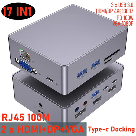 type c hub Dual HD DP 4k 60hz thunderbolt dock mst hub usb c to 2 hdmi docking station for apple macbook pro laptop accessories