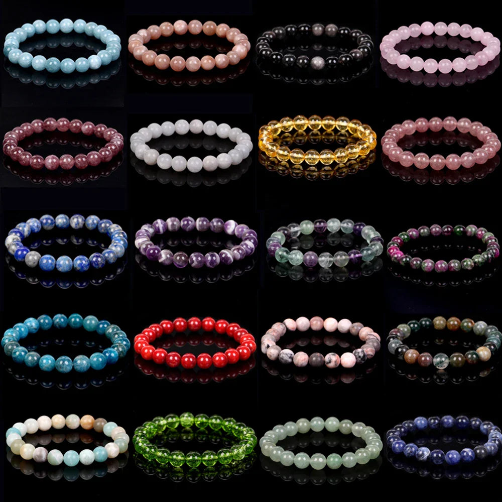 Natural Aquamarines Stone Bracelet Beads Jewelry Gift For Men Magnetic Health Protection Women Elastic Thread 6 8 mm