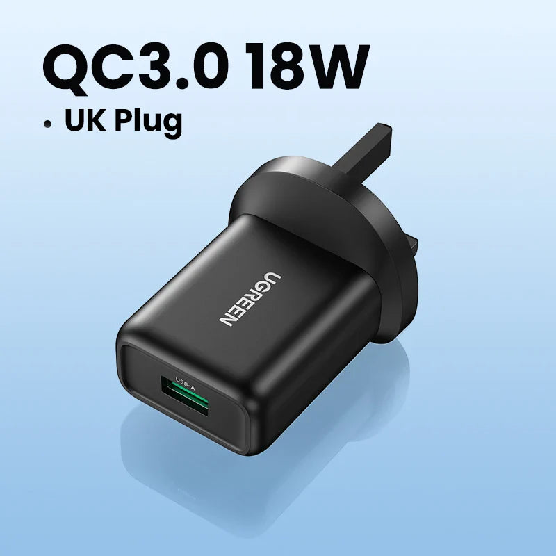 Ugreen USB Quick Charge 3.0 QC 18W USB Charger QC3.0 Fast Wall Charger Mobile Phone Charger for Samsung s10 Huawei Xiaomi iPhone