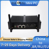 Eglobal Cheapest Small TV Box Mini PC Win10 Fanless Barebone Desktop Intel N3150 N3700 Quad Core 2Lan 2HDMI 4K HTPC Computer