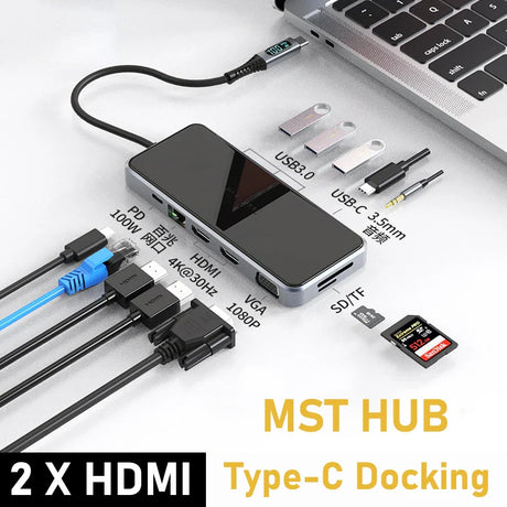 Multiport Type-C hub usb c docking station 2x hdmi base for laptop accessories macbook pro air mac mini Dell thunderbolt dock HD