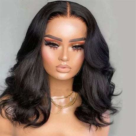 13x4 Lace Front Human Hair Wigs for Women Pre Plucked Brazilian Body Wave Short Bob Wig Closure Wig HD Transparent 180%