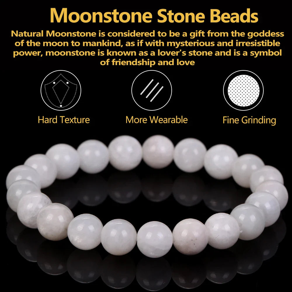 Natural Moonstones Stone Bracelet Beads Jewelry Gift For Men Magnetic Health Protection Women Elastic Thread 6 8 mm