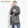 Luxury Cashmere Bright Solid Colors Women Scarf Winter Shawl and Wrap Bandana Pashmina Tassel Female Foulard Thick Blanket