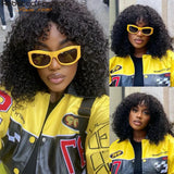 Jerry Curly Short Pixie Bob Cut Human Hair Wigs With Bangs Remy Curly Bob Wigs For Black Women Full Machine Made Wig #1B 1B/99J