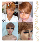 WIGERA  Highlight Synthetic Pixie Cut  Wigs  Short  Hairstyles Wigs Short Hair Blond  With Bangs For Women