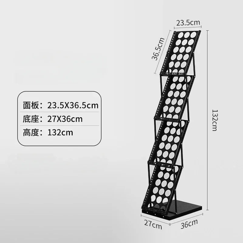 A4 Aluminum Alloy Folding Data Rack Vertical Newspaper Rack Acrylic Exhibition Floor Portable Magazine Bookcase