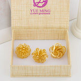 Italian Gold Plated Jewelry Set Unique Finger Ring Women Big Style Flower Elegant Rings Jewellery Sets Adjustable Ring Gifts