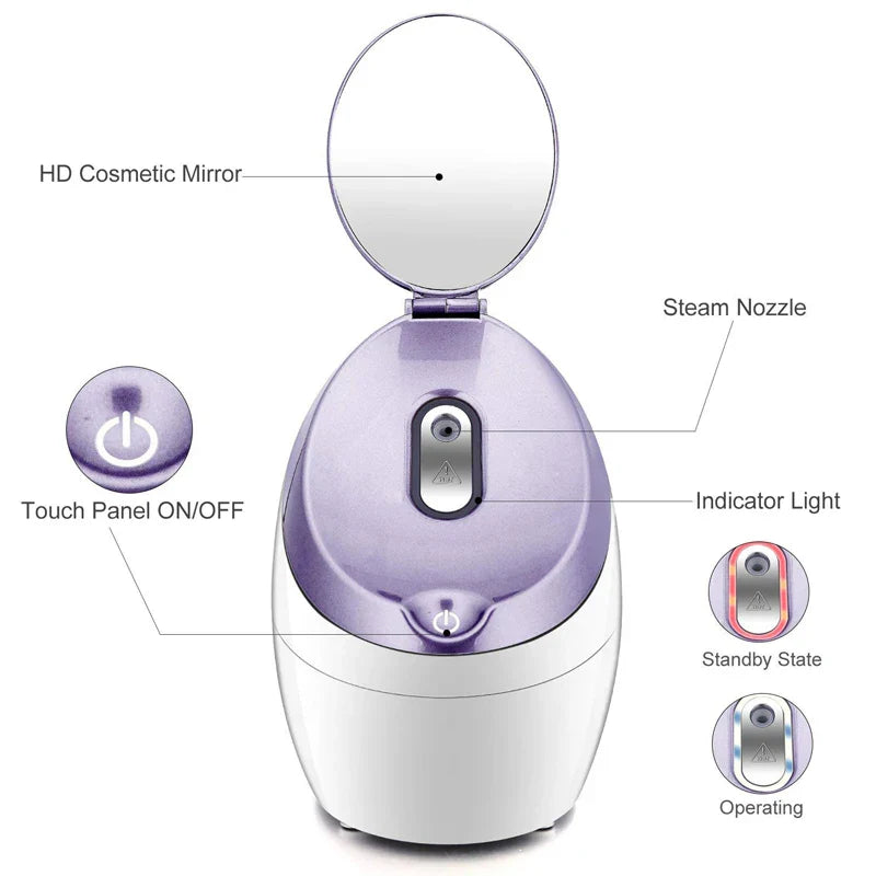 Home Facial Steamer For Face Beauty Salon Personal Sauna SPA Nano Ionic Face Mist Sprayer Barrel Skin Pores Cleaner OKACHI GLIYA