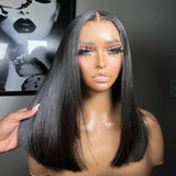 Short Bob Wig 13x4 Transparent Lace Frontal Wig Brazilian Straight Human Hair Wigs Remy Hair 5x5 Lace Closure Wig 250% Density