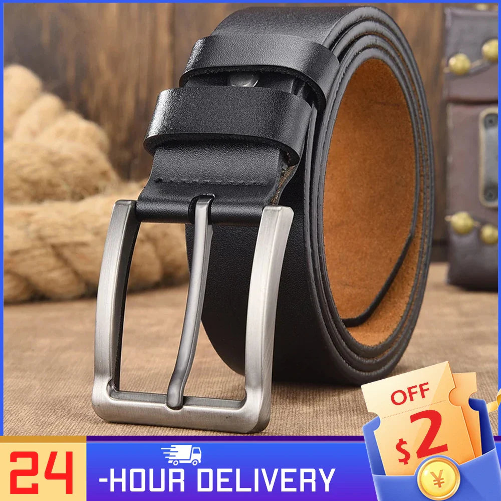 Men Belt Male High Quality Leather Belt Men Male Genuine Leather Strap Luxury Pin Buckle Fancy Vintage Jeans Free Shipping