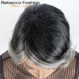 Grey Short Bob Human Hair Wig Colore 51# Brazilian Remy Hair Ombre Purple Silver Wavy Nature Wig With Bangs Pixie Part Wig