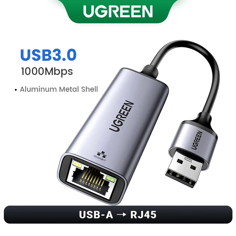 UGREEN USB Ethernet Adapter 1000/100Mbps USB3.0 HUB RJ45 Lan for Laptop PC Xiaomi Mi Box Macbook Windows USB-C HUB Network Card