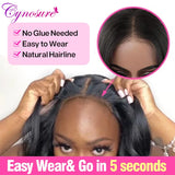 Cynosure Hair 13x4 Glueless Wig Human Hair Ready to Wear Pre plucked Brazilian Straight Lace Front Wigs For Women Human Hair Wig