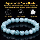 Natural Aquamarines Stone Bracelet Beads Jewelry Gift For Men Magnetic Health Protection Women Elastic Thread 6 8 mm