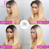 Short Bob Hair Wig Human Hair Wigs On Sale Clearance 1B 613 4x4 Closure Human Hair Wig Ombre Blonde Part Lace Wigs For Women