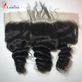 Loose Wave Frontal 13x4 Swiss Lace Frontal Ear to Ear Human Hair Extensions Loose Wave Closure 100% Human Hair Natural Black