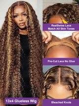 Highlight Ombre Deep Wave 7x5 Glueless Wig Human Hair Ready To Wear Brazilian 4/27 Curly Wig 13x4 Lace Frontal Wigs For Women