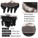 12A Loose Wave Hair Bundles With Frontal Human Hair Bundles With Frontal Brazilian Hair Weaving With 13X4 Lace Hair Extensions