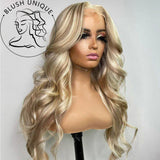 Ash Honey Blonde Lace Front Wig 13x4 Synthetic Hair HD Transparent 613 Colored Lace Frontal Wigs For Women Highlight Wig Cosplay