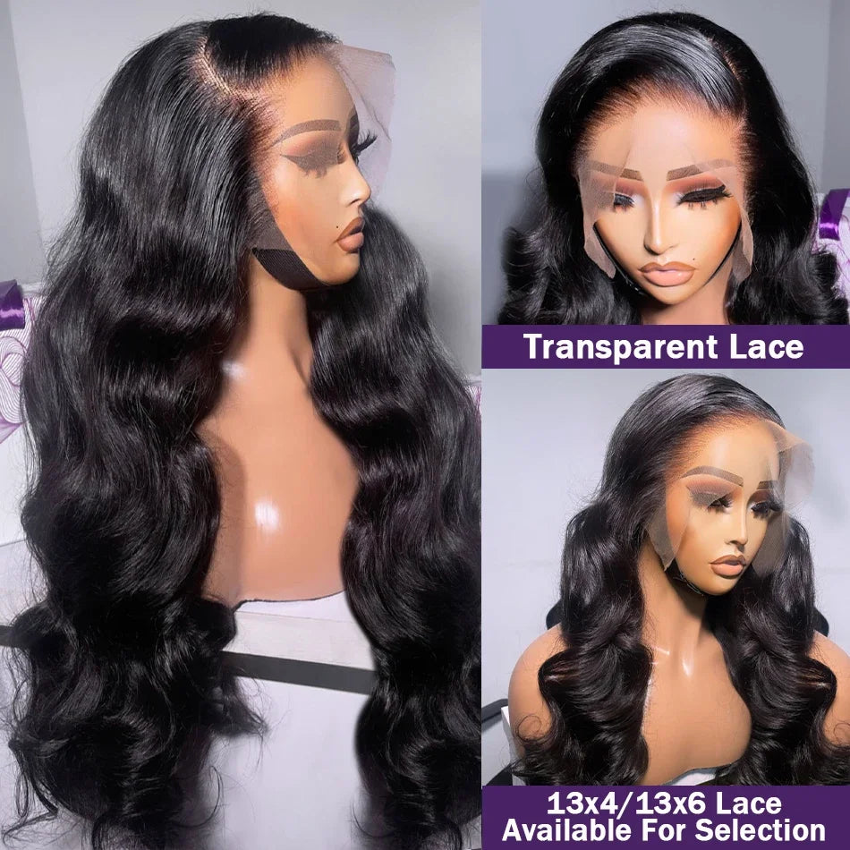 250% HD Transparent Body Wave Lace Front Wig Brazilian13x4 13x6 Lace Front Human Hair Wigs Pre Plucked For Women 5x5 Closure Wig