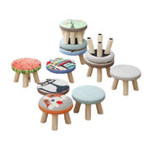 New Bedroom furniture Small Stool Wooden  with Linen Cotton Cover Dining Benches Home Furniture