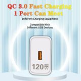 120W USB Charger Quick Charge QC3.0 USB C Cable Type C Cable For iPhone Huawei Samsung Xiaomi Mobile Phone Fast Charging Charger