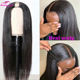 FG Straight U Part 150% Density Natural Brazilian Human Hair Long Wigs Brazilian Straight Wigs Non Lace For Black Women 8-28Inch