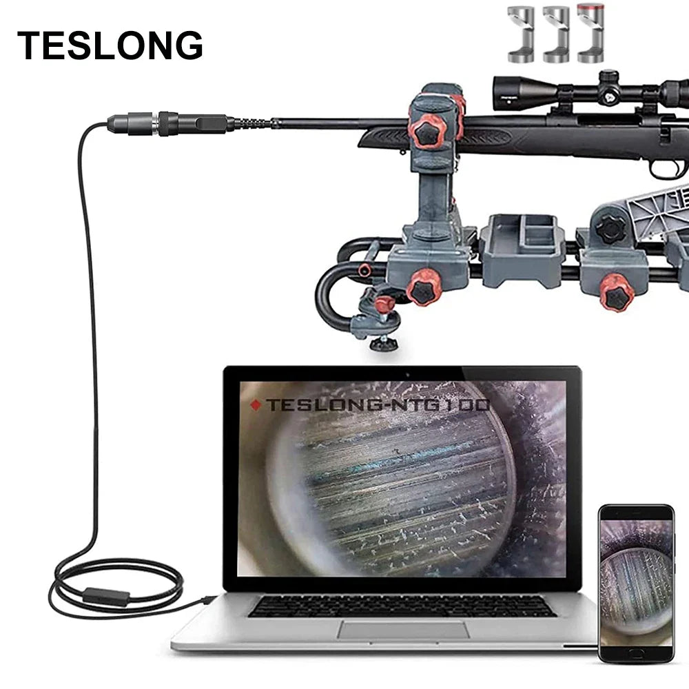 TESLONG NTG100 5mm Lens Rifle Borescope Camera 45-inch Flexible Probe Visual Barrel Inspection Tool For Android, PC, & MAC