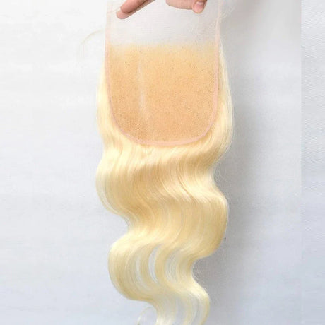 613 Blonde Body Wave Human Hair Lace Closure 4X4 Middle / Three Part Brazilian Body Wave Closure Pre Plucked