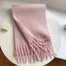 Winter Scarf Women Luxury Autumn Winter Cashmere Scarf Thickened Warm Shawl Classic Tassels Fluffy Scarf Solid Color Soft Shawl