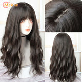 MEIFAN Synthetic Long Straight Lolita Wig with Bangs Wig Girl Cute Mixed Black Red Blonde Cosplay Party Halloween Harajuku Wig