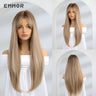 Emmor Long Platinum Blonde White Wig with Bang for Women Natural Straight Cosplay Wigs Heat Resistant Fiber Synthetic Hair