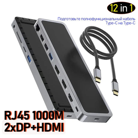 type c hub Dual HD DP 4k 60hz thunderbolt dock mst hub usb c to 2 hdmi docking station for apple macbook pro laptop accessories