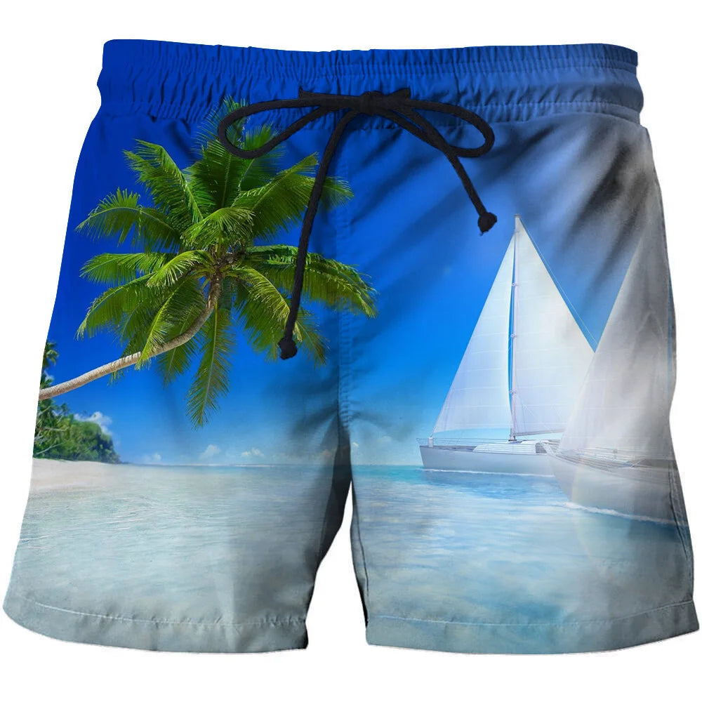 Landscape 3D print, beach pants lead the way.  Fashion trend Advanced fabrics are comfortable and soft