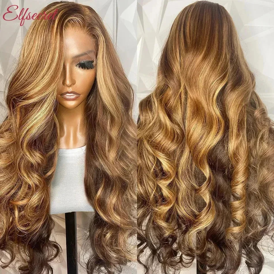 Highlight Wig 13x4 HD Lace Frontal Wig Human Hair Honey Blonde Body Wave Lace Front Wigs For Women Glueless Wigs Pre Plucked