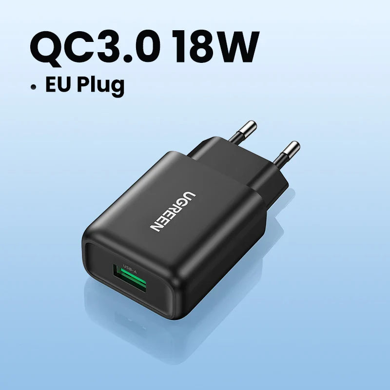 Ugreen USB Quick Charge 3.0 QC 18W USB Charger QC3.0 Fast Wall Charger Mobile Phone Charger for Samsung s10 Huawei Xiaomi iPhone