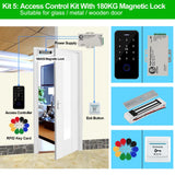 Bluetooth Tuya APP Door Access Control System Kit Waterproof RFID Keypad NFC Fingerprint, 180KG Electric Magnetic Strike Locks