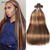 Allove 30 32 Inch Highlight Bundles Human Hair Bone Straight Human Hair Bundles Ombre Honey Blonde Brazilian Remy Hair Extension