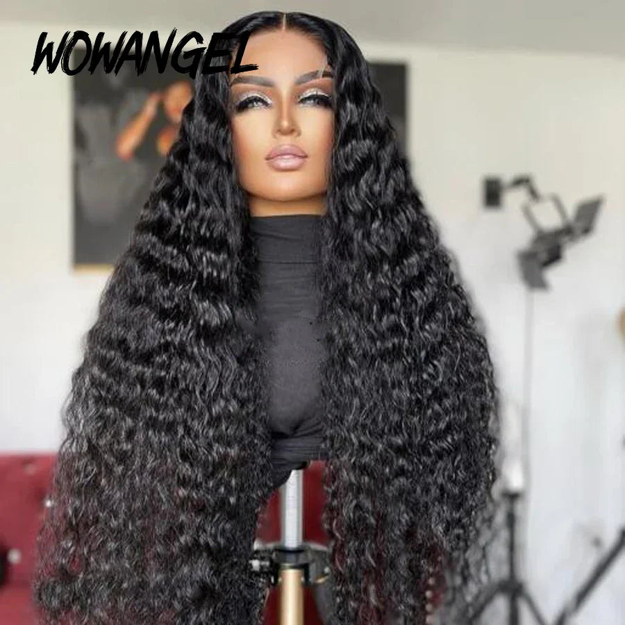 Wow Angel 5x5 HD Lace Closure Curly Wigs Glueless Brazilian Remy Hair Melt All Skins Natural Hairline Human Hair Wigs For Woman