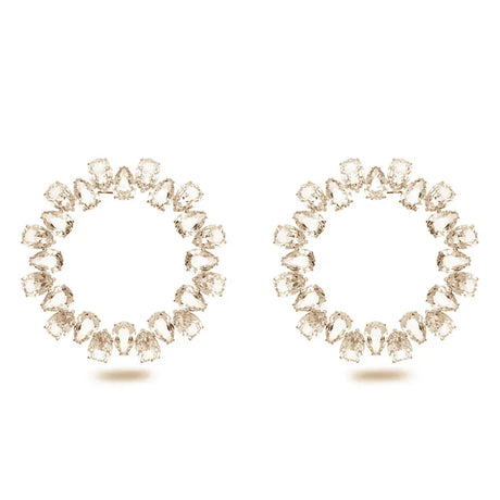 Statement Crystal Hoop Earrings for Women Luxury Jewelry Rhinestone Dangle Circle Earrings Round Water Drop Brincos Wedding Gift