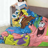 S-SpongeBob Cartoon Soft Plush Blanket,Flannel Blanket Throw Blanket for Living Room Bedroom Bed Sofa Cover Child