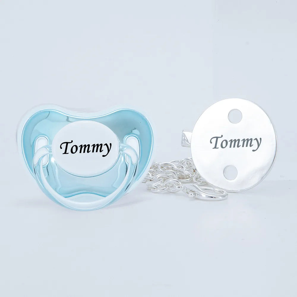 MIYOCAR personalized silver bling pacifier and full silver pacifier clip BPA free dummy unique design gift baby shower