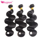 Aopusi Body Wave Bundles Human Hair Brazilian Human Hair Weave Natural Color Body Wave 1/3/4 Bundles Deals Human Hair Extensions