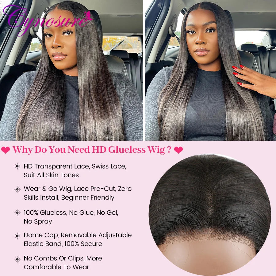 Cynosure Hair 13x4 Glueless Wig Human Hair Ready to Wear Pre plucked Brazilian Straight Lace Front Wigs For Women Human Hair Wig