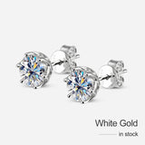 KNOBSPIN 1CT D Color Moissanite Earring S925 Sterling Sliver Plated with 18k White Gold Earrings for Women Wedding Fine Jewelry