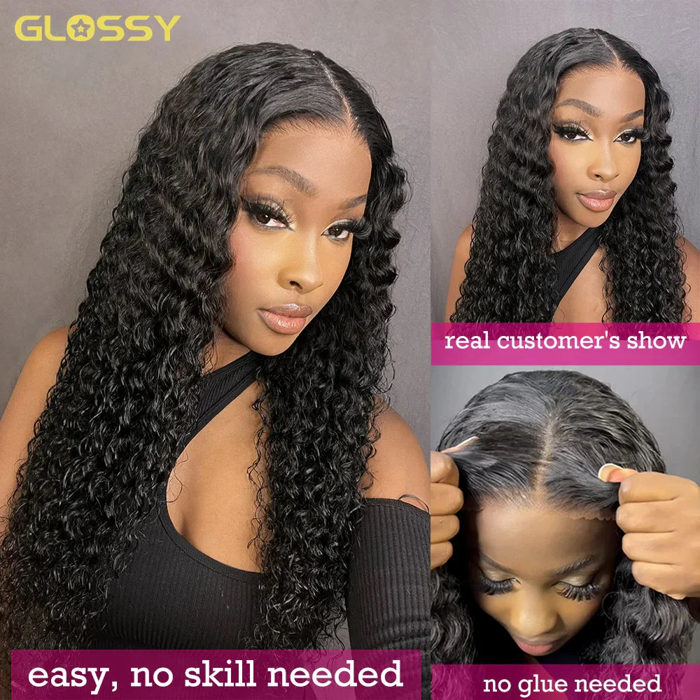 Deep Wave Glueless Wig Human Hair Ready To Wear And Go PrePlucked For Women Precut 13x6 Hd Frontal Curly Lace Front Wigs On Sale