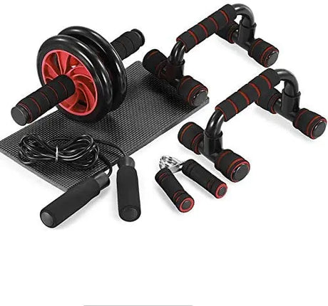 AB Roller Wheel Machine Jump Rope Push Up Rack Resistance Bands Abdominal Exercise Trainer Fitness Gym Workout Equipment