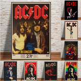 AC_DC Band Canvas Art Retro Posters Wall Art Picture Print Canvas Painting for Modern Club Bar Living Room Home Decoration Mural